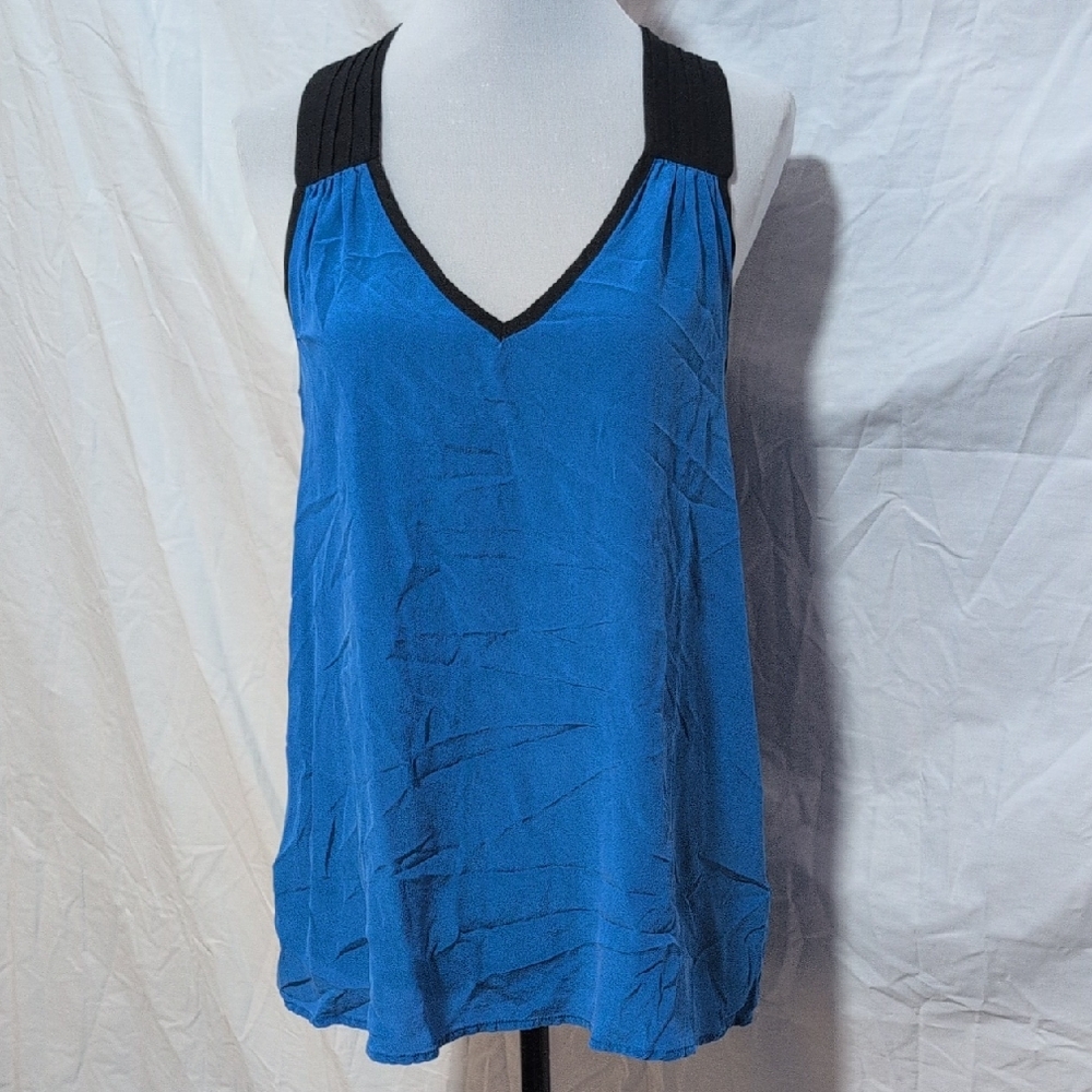Forever 21 Blue V-Neck Camisole with Black Trim